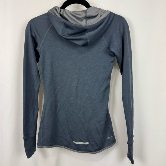Nike Wool Blend Base Layer Long Sleeve Hooded Shirt 1/4 Snap Sz XS Navy/Grey - Picture 4 of 11